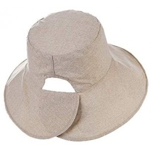 Sun Hats Floppy Brim Sun Hat UPF 50+ Cotton Wide Brim Beach Sun Protection Cap Adjustable Chin Strap Hat - Beige a - CI18DUUQ...