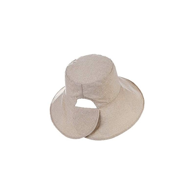 Sun Hats Floppy Brim Sun Hat UPF 50+ Cotton Wide Brim Beach Sun Protection Cap Adjustable Chin Strap Hat - Beige a - CI18DUUQ...