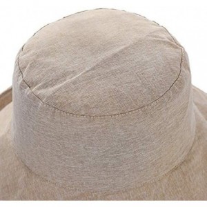Sun Hats Floppy Brim Sun Hat UPF 50+ Cotton Wide Brim Beach Sun Protection Cap Adjustable Chin Strap Hat - Beige a - CI18DUUQ...