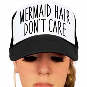 Baseball Caps Mermaid Hair- Don't Care Trucker Hat - Blkw/Black - CB12GLNJKLV $45.68