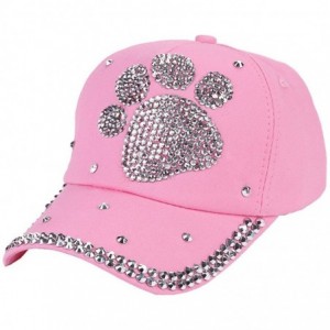 Baseball Caps Rhinestone Paw Shaped Adjustable Baseball Cap Sun Cap - Pink - CP18HTSEAZ8 $14.06