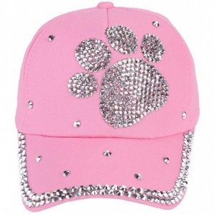 Baseball Caps Rhinestone Paw Shaped Adjustable Baseball Cap Sun Cap - Pink - CP18HTSEAZ8 $14.06