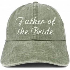 Baseball Caps Father of The Bride Embroidered Washed Cotton Adjustable Cap - Olive - CA18SRXE7GC $39.95