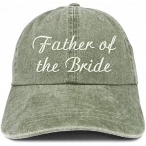 Baseball Caps Father of The Bride Embroidered Washed Cotton Adjustable Cap - Olive - CA18SRXE7GC $18.85