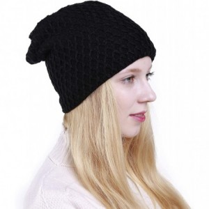 Skullies & Beanies Thick Warm Winter Beanie Hat Soft Stretch Slouchy Skully Knit Cap for Women - B-black - CX18HRS0SL0 $14.51