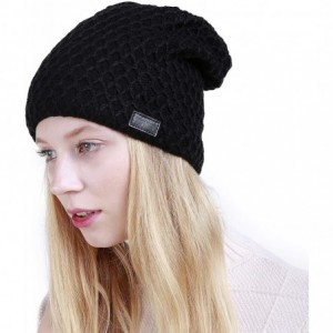 Skullies & Beanies Thick Warm Winter Beanie Hat Soft Stretch Slouchy Skully Knit Cap for Women - B-black - CX18HRS0SL0 $14.51