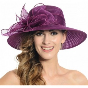 Sun Hats Women's Organza Church Kentucky Derby Dress Tea Party Wedding Hat - Purple - CD18NGY8DQQ $26.24