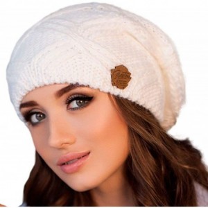 Skullies & Beanies Women - Warm Soft Fleece Knit Slouchy Beanie - Wool Winter Cap - White - CV186HTS9QH $34.00