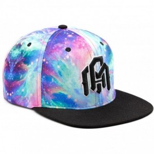 Baseball Caps Adjustable Snapback Hats - Flat Brim Galaxy Print- Tie Dye Cap Designs - Iridescent Universe - C4180NOX4UE $21.93
