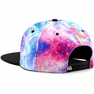 Baseball Caps Adjustable Snapback Hats - Flat Brim Galaxy Print- Tie Dye Cap Designs - Iridescent Universe - C4180NOX4UE $21.93