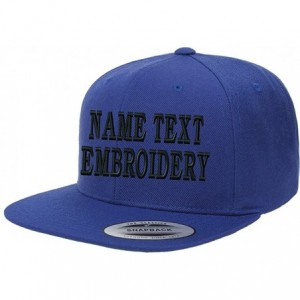 Baseball Caps Yupoong Snapback Hat Custom Flat Embroidery Cap Personalized Name Text Flat Bill Wool - Blue - CJ180KS77QM $17.55
