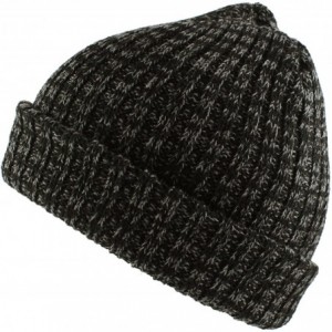 Skullies & Beanies Multi Color Soft Rib Stitch Knit Beanie Warm Winter Ski Skater Hip-hop Hat - Black/Grey - CS11QGGW9LH $18.38