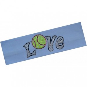 Headbands Softball Team Gift Love Softball Rhinestone Cotton Stretch Headband for Girls Teens and Adults - Sky Blue - CS11TL6...