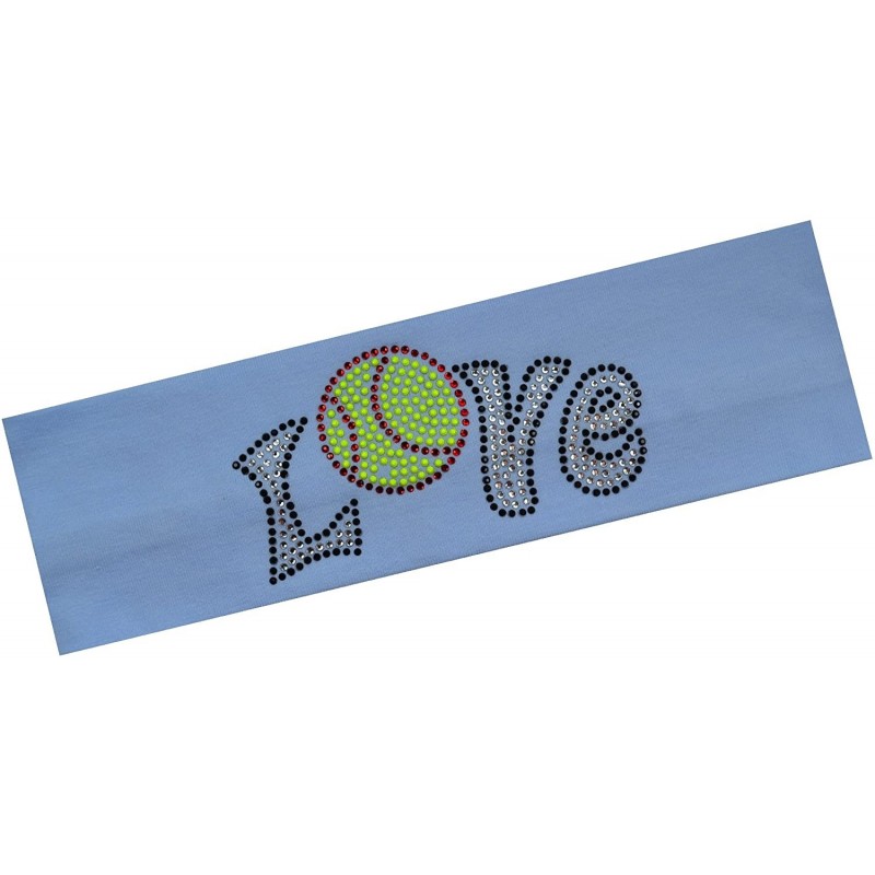 Headbands Softball Team Gift Love Softball Rhinestone Cotton Stretch Headband for Girls Teens and Adults - Sky Blue - CS11TL6...