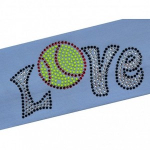 Headbands Softball Team Gift Love Softball Rhinestone Cotton Stretch Headband for Girls Teens and Adults - Sky Blue - CS11TL6...