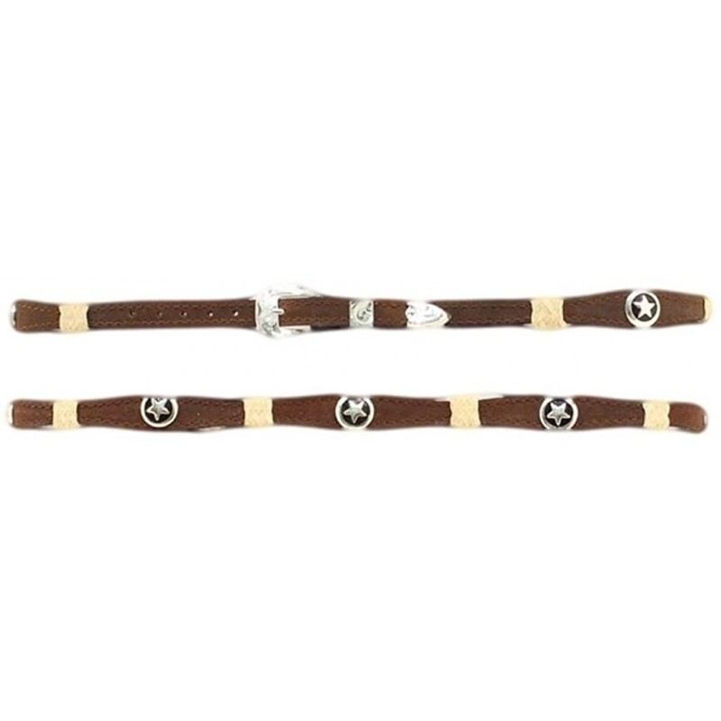 Cowboy Hats Scallop/Rawhide/Stars Hatband - Med Brown Distressed - C311IEFLBXF $38.22