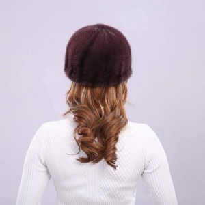 Newsboy Caps Real Mink Fur Hand-Made Hat Cap for Both Women and Men with Visor - Cameo Brown - C718WXWDSWL $41.72