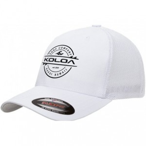 Baseball Caps Flexfit 6511 Truckers Caps - White With Black Logo - C812E346VWV $18.20