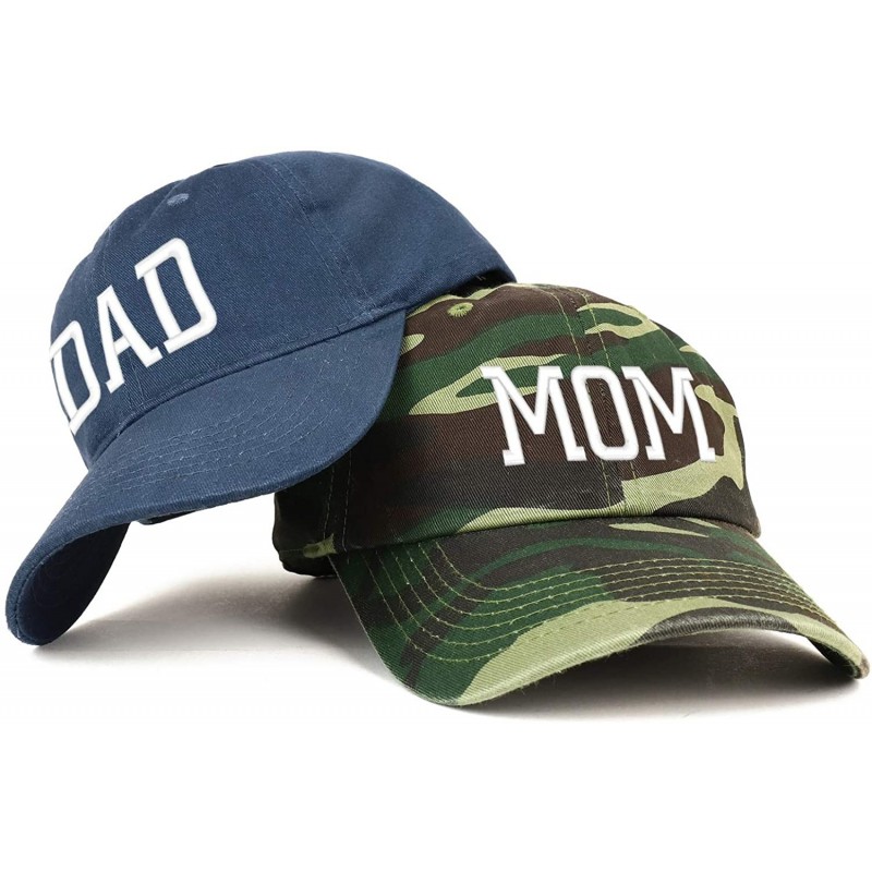 Baseball Caps Capital Mom and Dad Soft Cotton Couple 2 Pc Cap Set - Camo Navy - C718I9OE2N6 $34.34