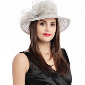 Bucket Hats Lady Derby Dress Church Cloche Hat Bow Bucket Wedding Bowler Hats - Grey - CI18ST3CR3I $13.06