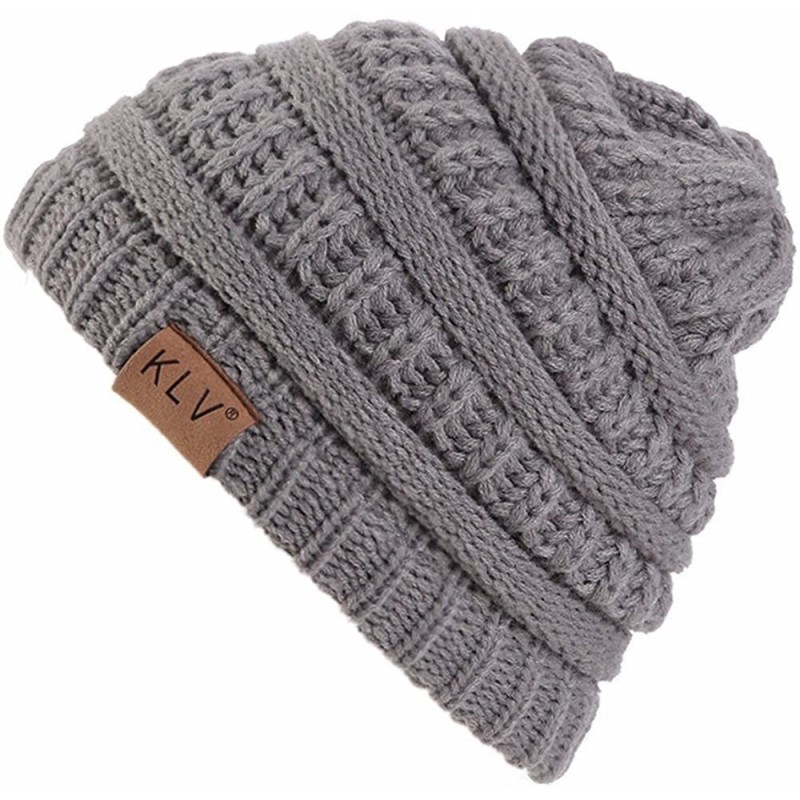 Fedoras Unisex Classic Knit Beanie Women Men Winter Leopard Hat Adult Soft & Cozy Cute Beanies Cap - Gray B - C4192R5ADCL $7.77