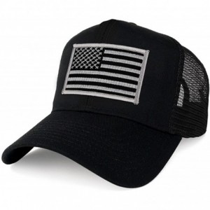 Baseball Caps XXL Oversize Black Grey USA Flag Patch Mesh Back Trucker Baseball Cap - Black - CD1804HQLE0 $17.45