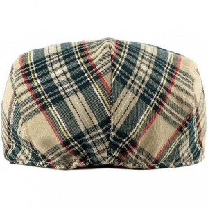 Newsboy Caps Womens Plaid Flat Cap Mens Ivy Gastby Cabbie Cap Unisex Cotton Newsboy Cap - 102_green With Navy - C118SXS7ICN $...