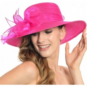 Sun Hats Women's Organza Church Kentucky Derby Dress Tea Party Wedding Hat - Rose - C7180IWUHKI $31.34