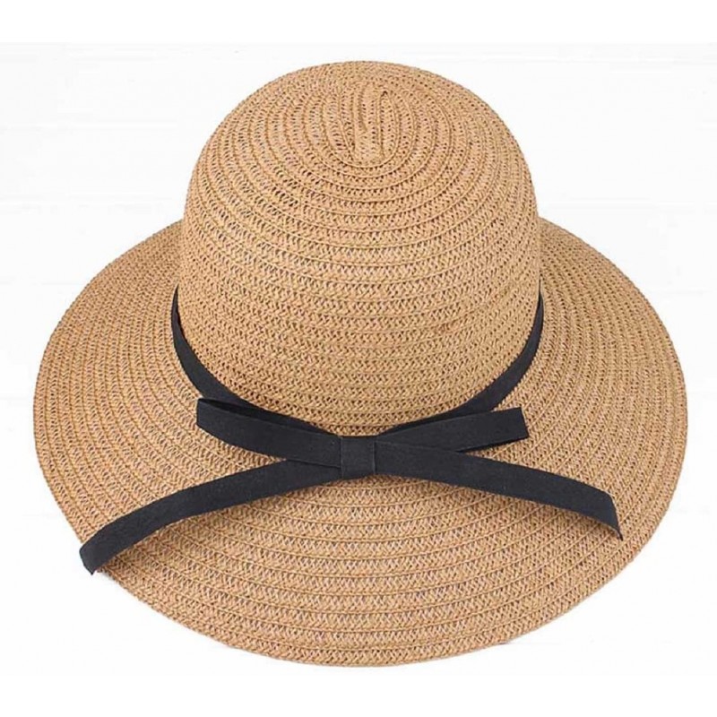 Sun Hats Fashion Women Summer Straw Sun Hat Beach Hat (Coffee) - CY122S8QMCD $8.08