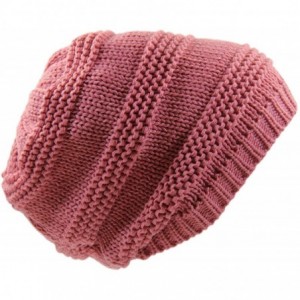 Skullies & Beanies Ponytail Ribbed Stretch Slouchy Beanie Hat - Pink - CP18WAUS9HN $11.39