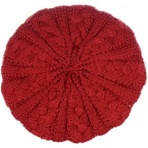 Berets Women's Winter Fleece Lined Urban Boho Slouchy Cable Knit Beret Beanie Hat - CP18K0Z7EI5 $19.59