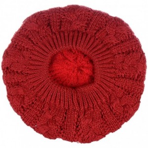 Berets Women's Winter Fleece Lined Urban Boho Slouchy Cable Knit Beret Beanie Hat - CP18K0Z7EI5 $19.59