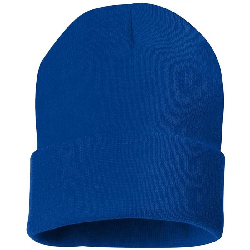 Skullies & Beanies SP12 - 12 Inch Solid Knit Beanie - Royal Blue - CU1180CJRIX $8.21