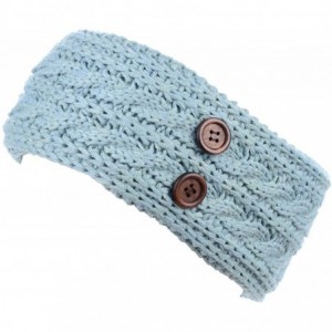 Headbands Women's Winter Chic Cable Warm Fleece Lined Crochet Knit Headband Turban - Pastel Blue - C318IL2CTOU $13.28