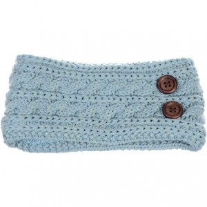 Headbands Women's Winter Chic Cable Warm Fleece Lined Crochet Knit Headband Turban - Pastel Blue - C318IL2CTOU $13.28