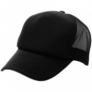 Baseball Caps Blank Mesh Adjustable Snapback Cotton 6-Panel Trucker Hat Cap - Black - CQ11LZX4Q2L $8.23