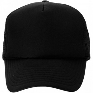 Baseball Caps Blank Mesh Adjustable Snapback Cotton 6-Panel Trucker Hat Cap - Black - CQ11LZX4Q2L $8.23
