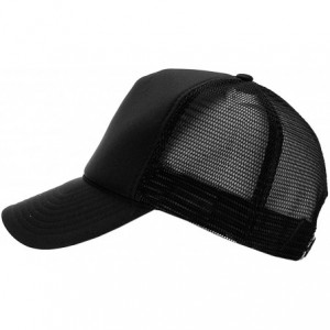 Baseball Caps Blank Mesh Adjustable Snapback Cotton 6-Panel Trucker Hat Cap - Black - CQ11LZX4Q2L $8.23