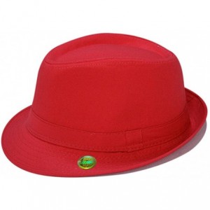 Fedoras Plain Color Fedora Short Upturn Brim Hat FFH312BLK - Red - CT12NZ6IWZ4 $9.71