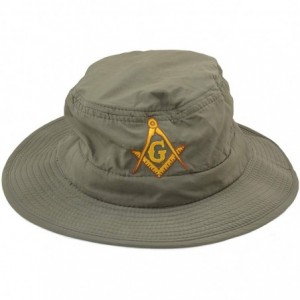 Baseball Caps Gold Square & Compass Embroidered Masonic Guide Boonie Hat - Olive - CC11AYU5O8F $51.43