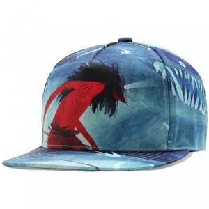 Baseball Caps Unisex 3D Printing Flat Bill Baseball Cap Snapback Hip Hop Hat - Wolf 031 - CJ12LUYVSTN $9.53