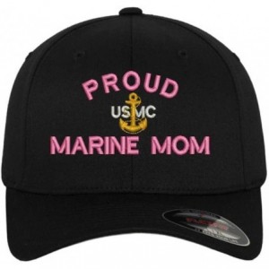 Baseball Caps Proud Marine Mom USMC Flexfit Baseball Cap Hat Black - CT183G8C35L $47.09