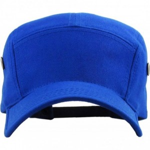 Baseball Caps Five Panel Solid Color Unisex Adjustable Army Military Cadet Cap - Royal Blue - CJ11JEBOIJH $12.72