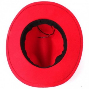 Cowboy Hats Men's Western Cowboy Hat Lady Felt Cowgirl Sombrero Caps Cap for Women - Red - CD18UUMN376 $19.26