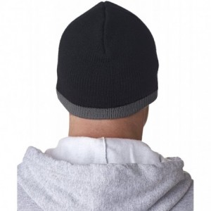 Skullies & Beanies unisex-child Two-Tone Knit Beanie (8132) - Black/ Med Grey - CC117S8MCJB $6.36