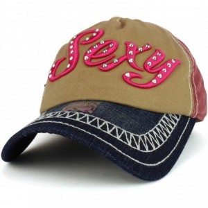 Baseball Caps Sexy 3D Embroidered Stitch Multi Color Baseball Cap - Burgundy Khaki - C11898L60HO $26.60