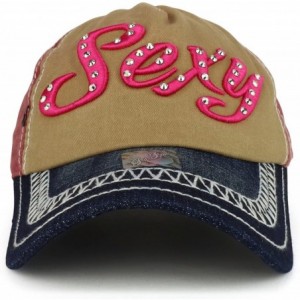 Baseball Caps Sexy 3D Embroidered Stitch Multi Color Baseball Cap - Burgundy Khaki - C11898L60HO $26.60