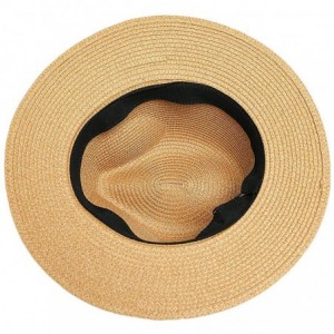 Sun Hats Women's Panama Sun Hats Summer Fedora Beach Sun Hat - Brown - CB18TLO7AA8 $20.28