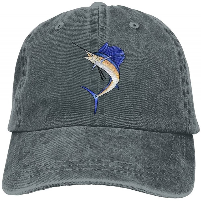 Skullies & Beanies Sailfish Denim Baseball Caps Hat Adjustable Cotton Sport Strap Cap for Men Women - Asphalt - CI18ECOTKRI $...