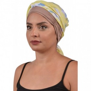 Headbands Turban Cancer Headwear Chemo Bamboo for Women Head Wrap Scarf Chemotherapy Hat - Yellow Beige Flower - CB18Z3EGIC4 ...
